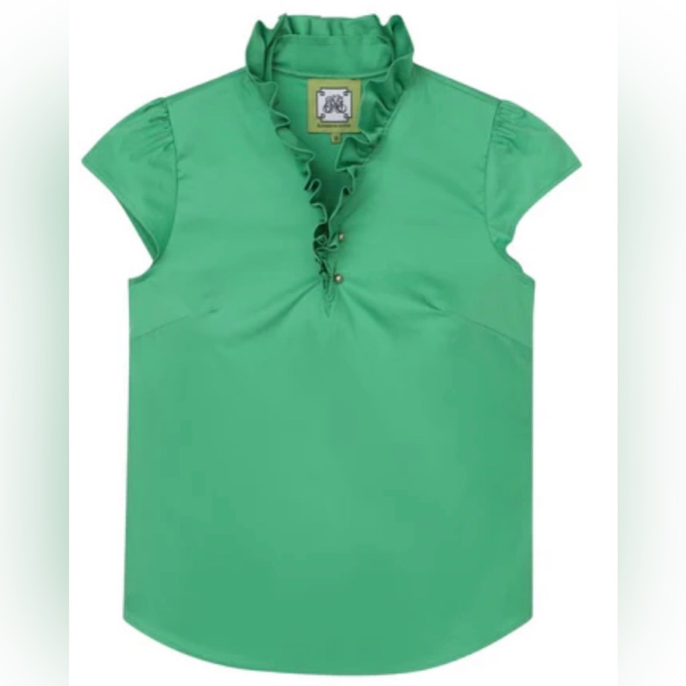 Elizabeth McKay “The Elizabeth” Green Ruffle Blouse